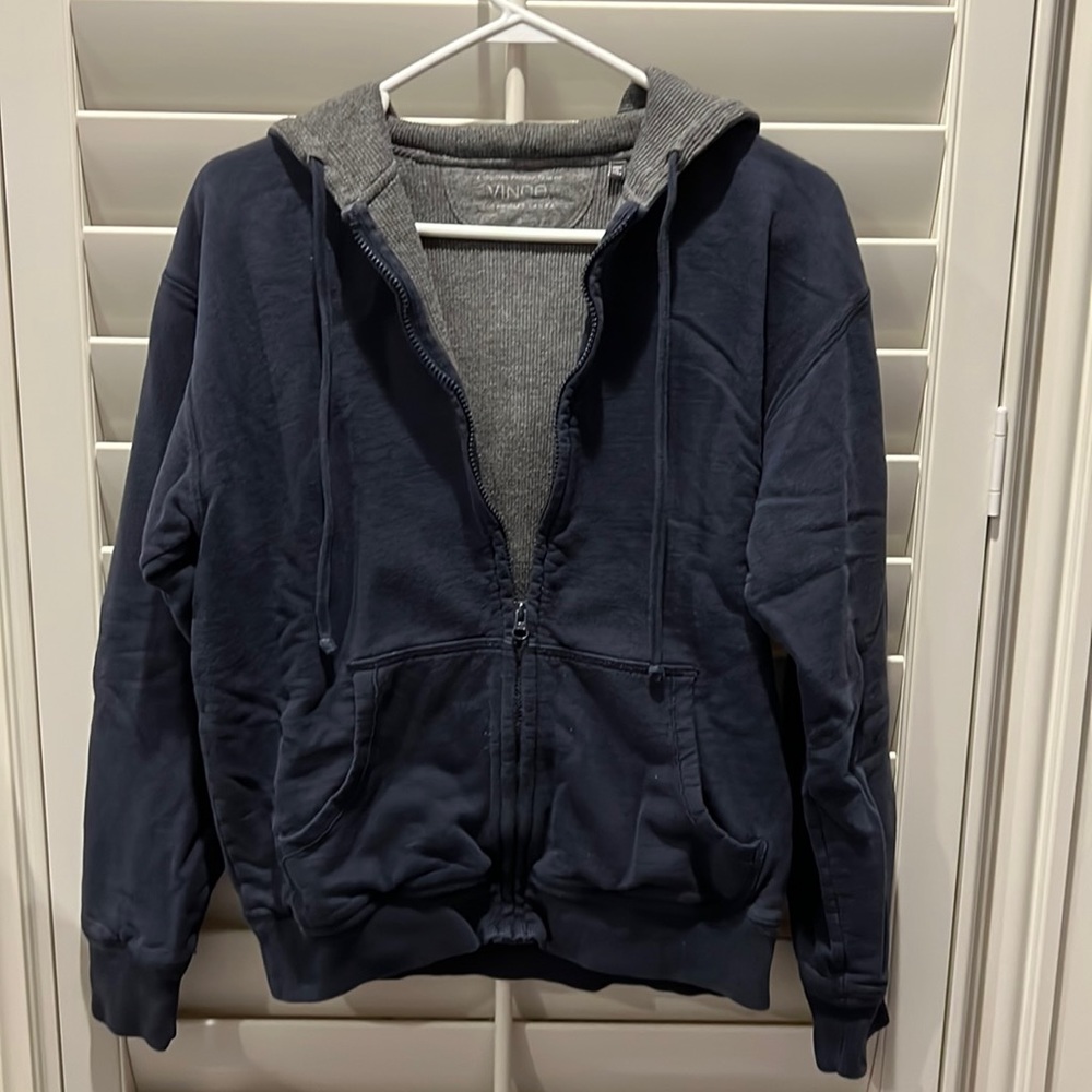 Vince navy full zip hooded sweatshirt size medium